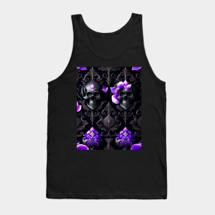 Glossy Gothic Skull Pattern Tank Top